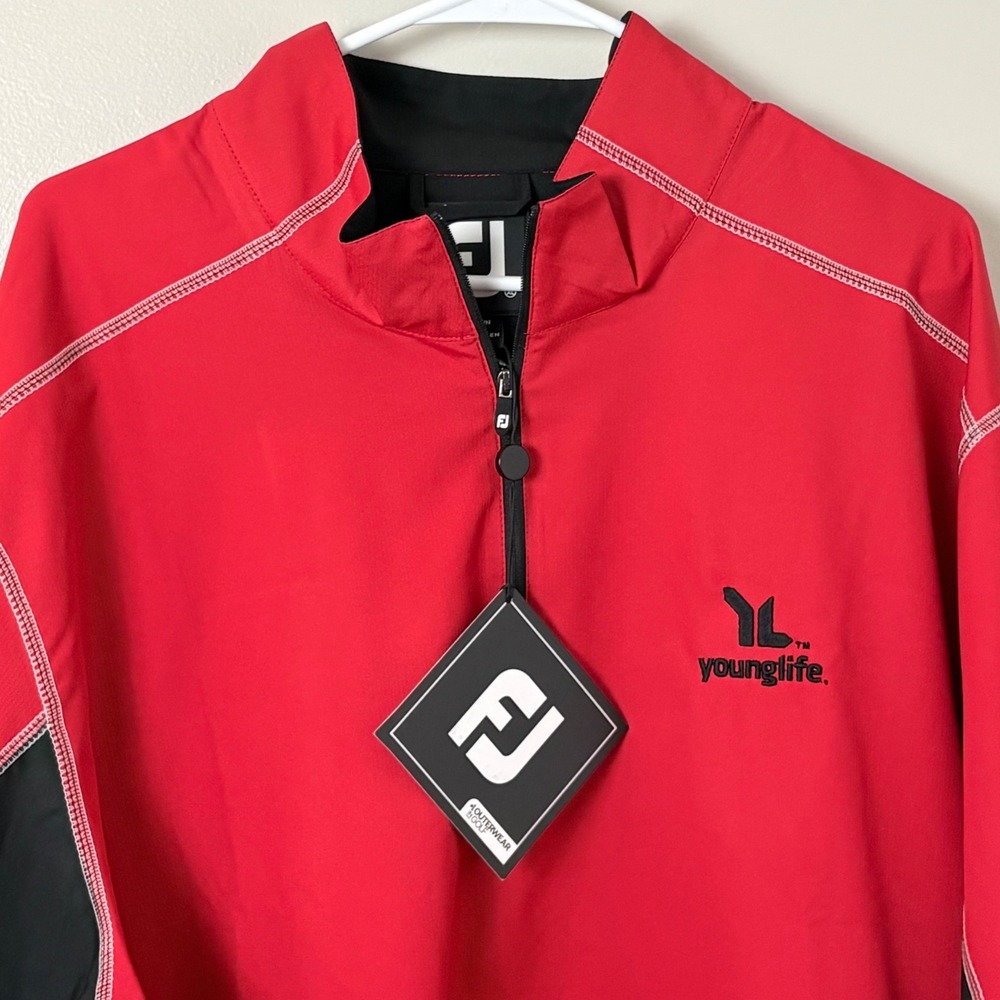 NWT Younglife FootJoy Sport Windshirt Mens XL Red Black Half Zip Pullover Layer